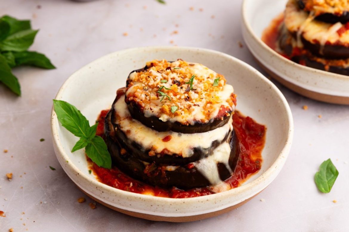 Grilled Eggplant Parmesan with Pesto