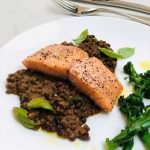Healthy baked salmon with green lentils and steamed broccoli – Nutritionist Malta recipe